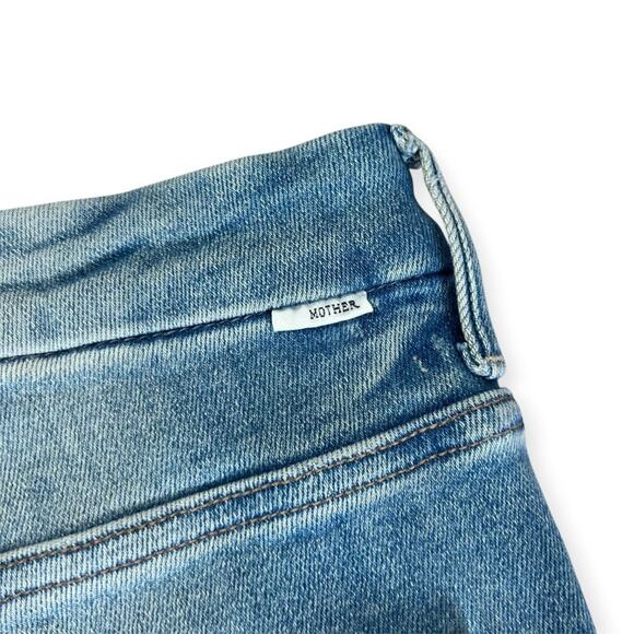 Mother High Waisted Looker Ankle Fray Jeans 29 Au Revoir Light Blue Soft Stretch - Picture 9 of 15